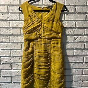 Banana Republic Textured Mustard / Chartreuse Colored Midi Dress